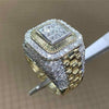 Domineering Gold Color Hip Hop Ring For Men Women Fashion Inlaid White