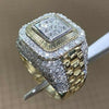 Fashion Gold Color Big White Crystal CZ Ring For Women Men Hip Hop