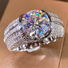 Fashion Gold Color Big White Crystal CZ Ring For Women Men Hip Hop