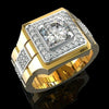 Fashion Gold Color Big White Crystal CZ Ring For Women Men Hip Hop
