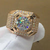 Fashion Gold Color Big White Crystal CZ Ring For Women Men Hip Hop