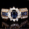 Luxurious Blue Red Zircon Fashion Men's And Women's Rings Gold Color
