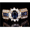 Luxurious Blue Red Zircon Fashion Men's And Women's Rings Gold Color