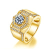 Trendy 1 Carat Round Cut Moissanite Diamond Mens Rings Rose Gold Plated Jewelry