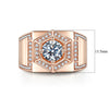 Trendy 1 Carat Round Cut Moissanite Diamond Mens Rings Rose Gold Plated Jewelry
