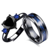 Romantic Couple Ring Fashion Jewelry Black Heart Cubic Zirconia Ring Set Lover Gift *Free Shipping