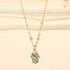 Crystal Eye Hand Pendant Necklace For Women Hollow Out Clavicle Link Chains