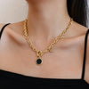 Gold Silver Color Acrylic Round Pendant Necklaces for Women Thick Chain