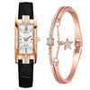 Luxury Women Square Rose Gold Wrist Watches Green Leather Fashion Great Gift *Free Shipping