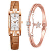 Luxury Women Square Rose Gold Wrist Watches Green Leather Fashion Great Gift *Free Shipping