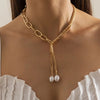 New Fashion Irregular Pearl Pendant Necklaces Simple Cute Snake Chain For Women
