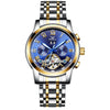 Stainless steel automatic mechanical men watch Tourbillon genuine Leather wristwatch Super Buy With Free Shipping