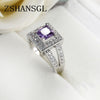 Sterling Sliver finger ring for lady paved Purple CZ luxury hot Princess *FREE SHIPPING