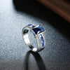 Engagement Gorgeous Jewelry Bague Luxury Blue Glass Stone Crystal White Gold