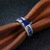 Engagement Gorgeous Jewelry Bague Luxury Blue Glass Stone Crystal White Gold