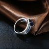 Engagement Gorgeous Jewelry Bague Luxury Blue Glass Stone Crystal White Gold