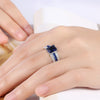 Engagement Gorgeous Jewelry Bague Luxury Blue Glass Stone Crystal White Gold