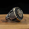 Classic Men's Ring Fashion 18k Gold Filling Inlaid Black Stone Zircon