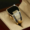 Classic Men's Ring Fashion 18k Gold Filling Inlaid Black Stone Zircon