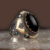 Classic Men's Ring Fashion 18k Gold Filling Inlaid Black Stone Zircon