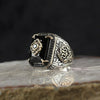 Classic Men's Ring Fashion 18k Gold Filling Inlaid Black Stone Zircon