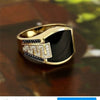 Classic Men's Ring Fashion 18k Gold Filling Inlaid Black Stone Zircon