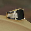 Classic Men's Ring Fashion 18k Gold Filling Inlaid Black Stone Zircon