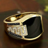 Classic Men's Ring Fashion 18k Gold Filling Inlaid Black Stone Zircon