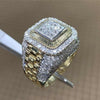 Domineering Gold Color Hip Hop Ring For Men Women Fashion Inlaid White