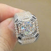 Fashion Gold Color Big White Crystal CZ Ring For Women Men Hip Hop