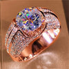 Fashion Gold Color Big White Crystal CZ Ring For Women Men Hip Hop