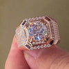 Fashion Gold Color Big White Crystal CZ Ring For Women Men Hip Hop