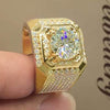 Fashion Gold Color Big White Crystal CZ Ring For Women Men Hip Hop