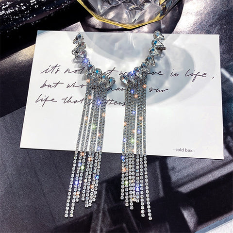 Fashion Long Tassel Full Rhinestone Drop Earrings for Women Earrings Jewelry Gifts