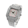 Hip Hop Full Iced Out Full Drill Men Square Watches Stainless Steel Fashion Watch