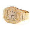 Hip Hop Full Iced Out Full Drill Men Square Watches Stainless Steel Fashion Watch