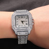 Hip Hop Full Iced Out Full Drill Men Square Watches Stainless Steel Fashion Watch