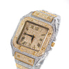 Hip Hop Full Iced Out Full Drill Men Square Watches Stainless Steel Fashion Watch