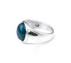 Dark Blue Apatite Stone Signet Ring in Sterling Silver