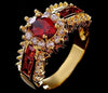 Luxurious Blue Red Zircon Fashion Men's And Women's Rings Gold Color