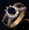 Luxurious Blue Red Zircon Fashion Men's And Women's Rings Gold Color