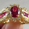 Luxurious Blue Red Zircon Fashion Men's And Women's Rings Gold Color