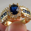 Luxurious Blue Red Zircon Fashion Men's And Women's Rings Gold Color