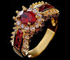 Luxurious Blue Red Zircon Fashion Men's And Women's Rings Gold Color