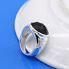 925 Sterling Silver Rings Men | Men Black Agate Ring | Vintage Rings