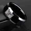 New Design 8mm Width Black Titanium Stainless Bull Skull Rings