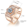 Trendy 1 Carat  Round Cut Moissanite Diamond Mens Rings Rose Gold Plated Jewelry