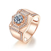 Trendy 1 Carat  Round Cut Moissanite Diamond Mens Rings Rose Gold Plated Jewelry