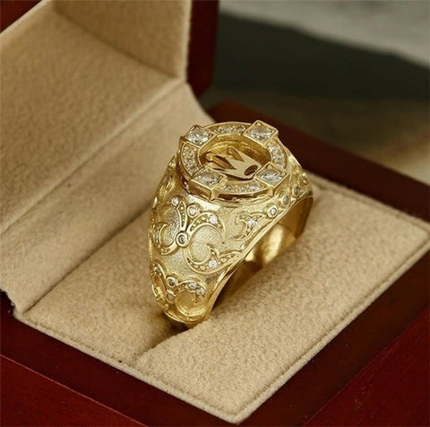 Classic Gold Color Rings for Men Inlaid with White Zircon