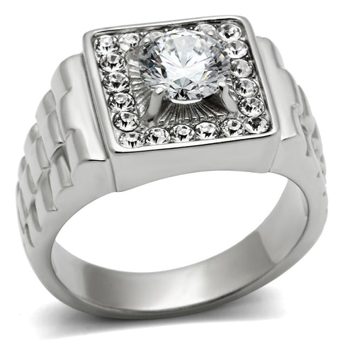 Men Stainless Steel Cubic Zirconia Rings